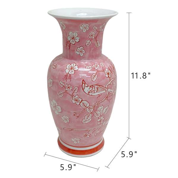 Pink Ceramic Vase, 12"