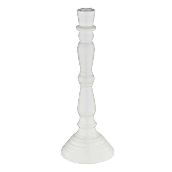 White Ceramic Taper Candle Holder, 13"