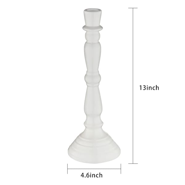 White Ceramic Taper Candle Holder, 13"