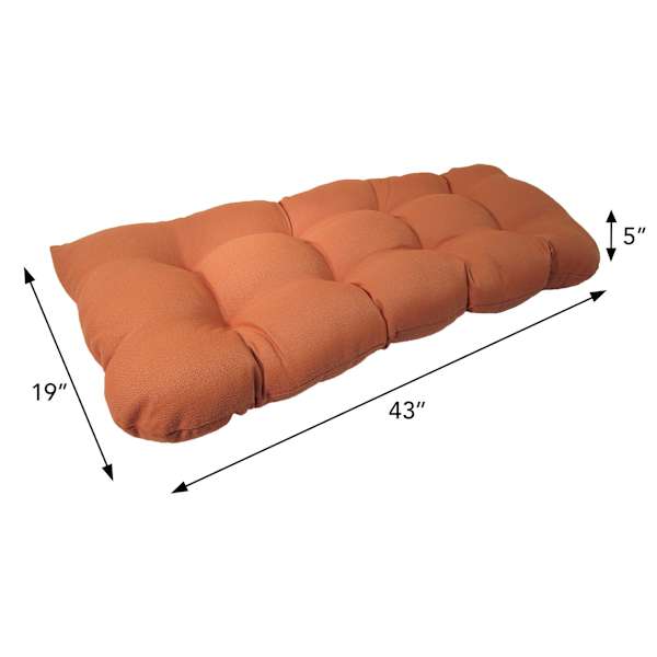 Terracotta Canvas Outdoor Wicker Settee Cushion