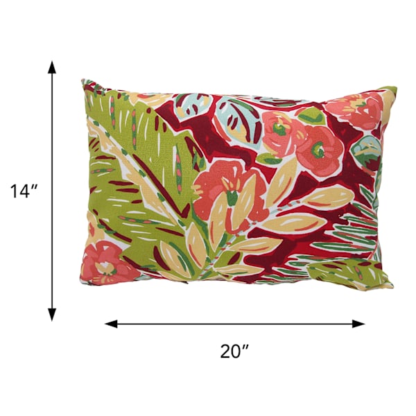 Tropical Cherry Lumbar Outdoor Throw Pillow, 14x20