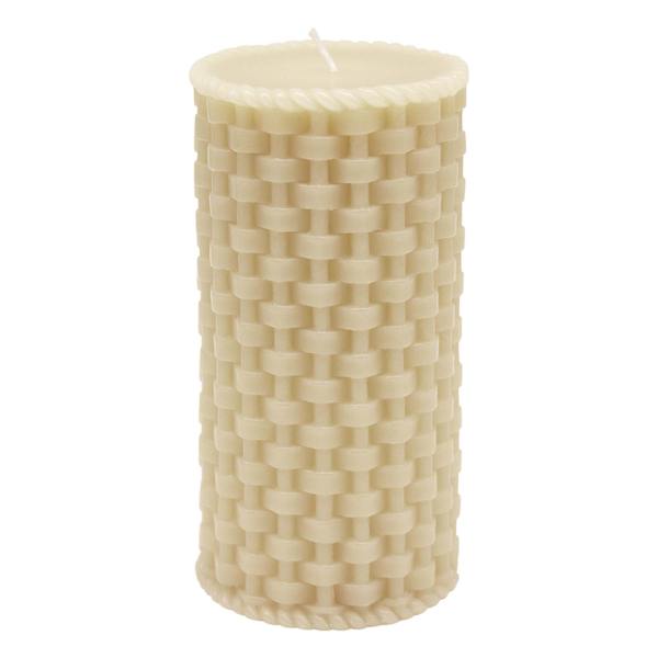 Beige Weave Pillar Candle, 3x6