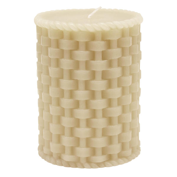 Beige Weave Pillar Candle, 3x4