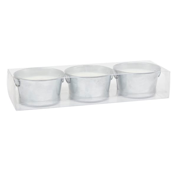 3-Pack Galvanized Metal Bucket Citronella Candles, 3.5oz