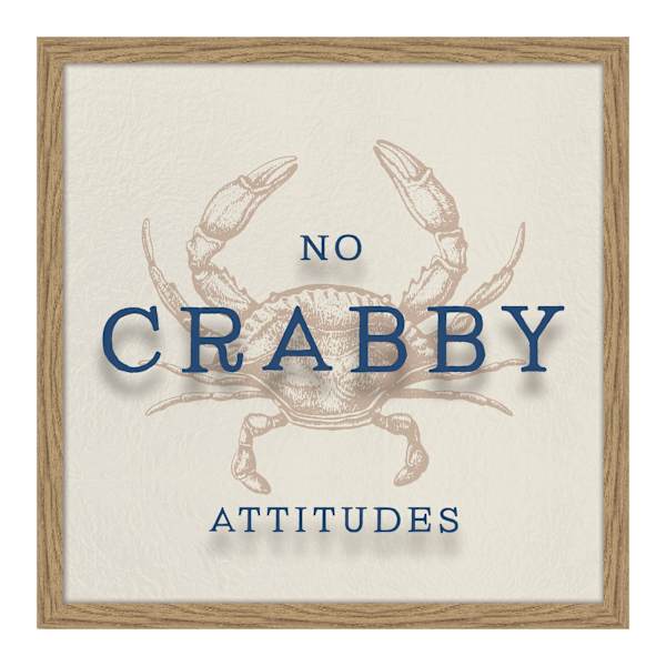 Honeybloom Glass Framed Crabby Framed Print Wall Art, 16"