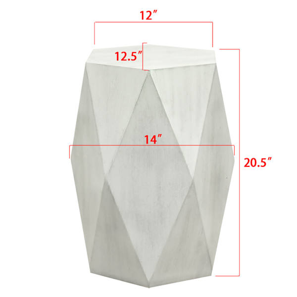 Found & Fable Hexagon Wooden Accent Table, White Ash Finish