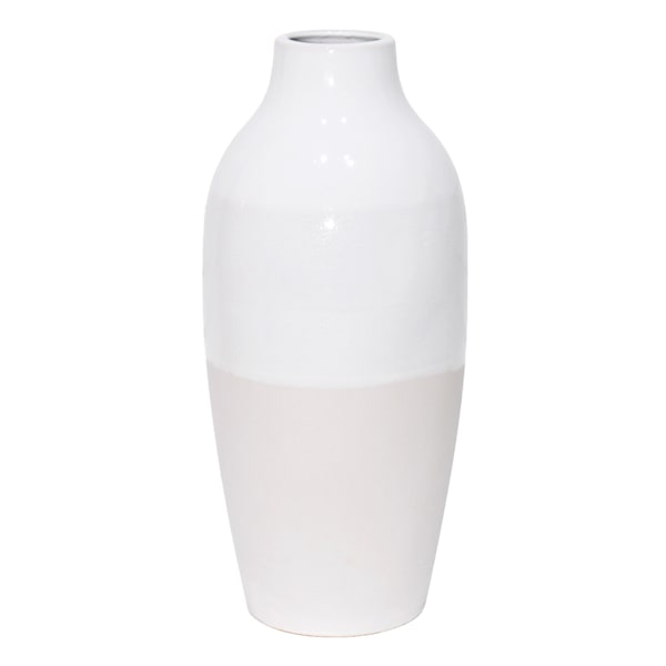 White & Cream Ceramic Vase, 18.5"