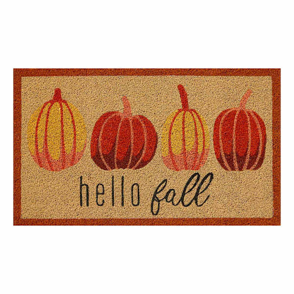 Homespun Harvest Hello Fall Pumpkin Coir Mat, 18x30
