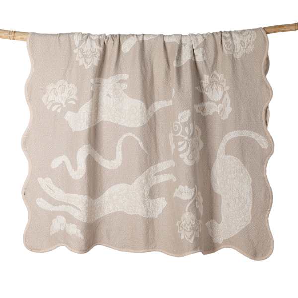 Found & Fable Leopard Scalloped Edge Throw Blanket, 50x60