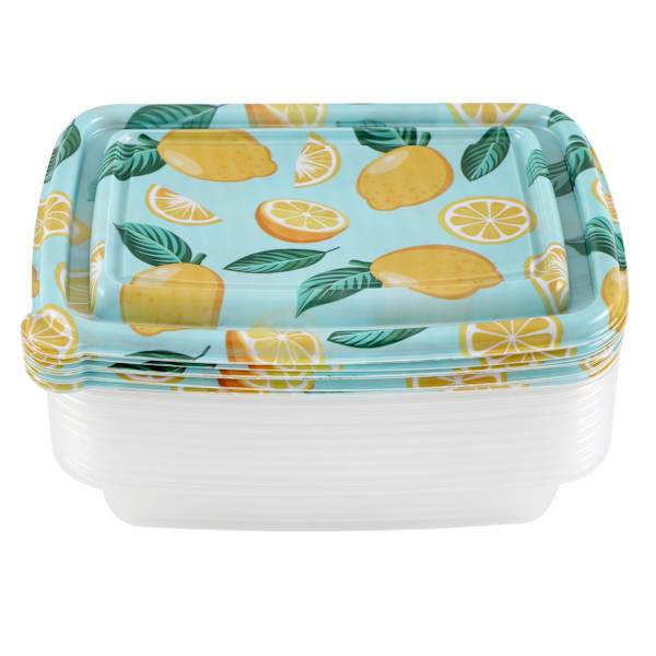 20-Piece Lemons Blue Rectangle Food Storage Set