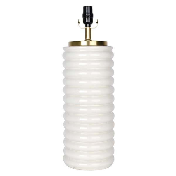 Off White Ceramic Stacked Column Medium Table Lamp Base, 21.5"