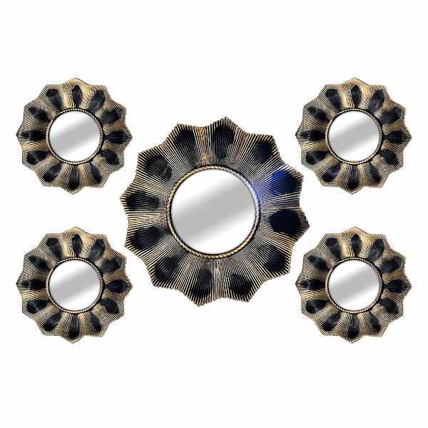 5-Piece Gold Wave Mirror Set
