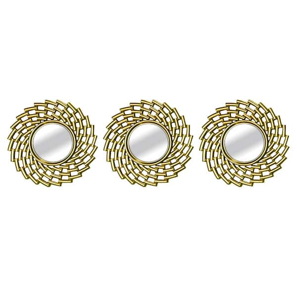 3-Piece Mirror Set Modern Swirl Wall Art, 10"
