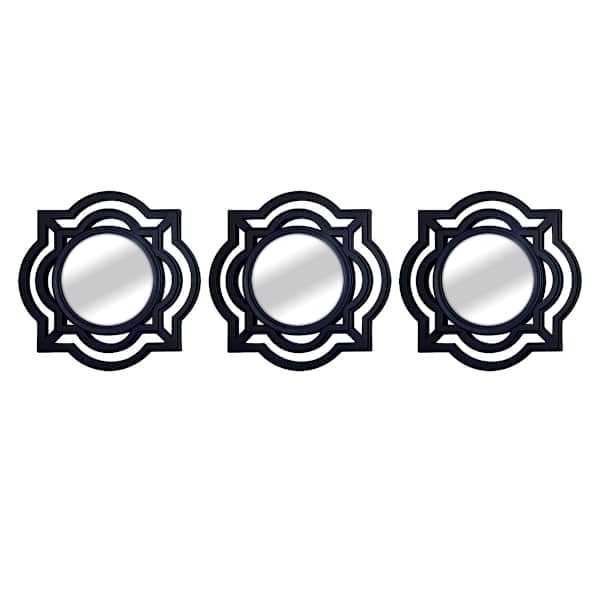 3-Piece Set Black Cloche Wall Mirrors, 10"