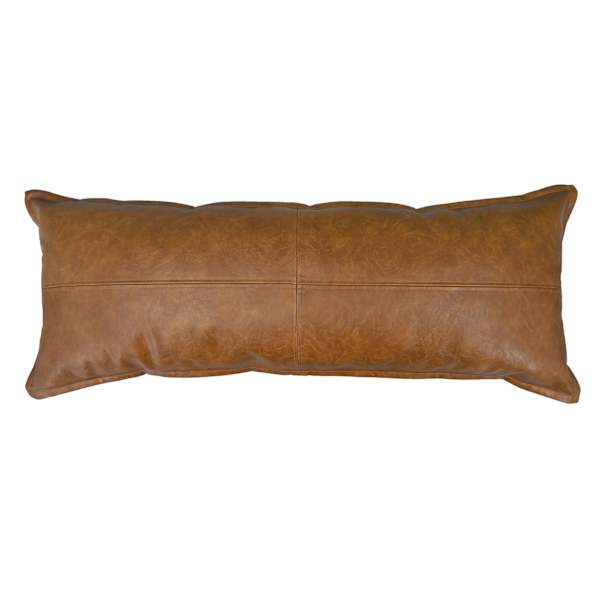 Crosby St. Brown Faux Leather Oblong Throw Pillow, 14x36