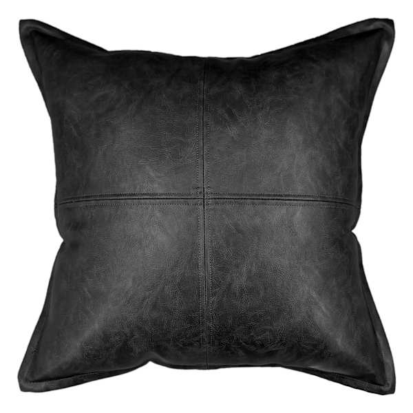 Crosby St. Black Faux Leather Throw Pillow, 18"