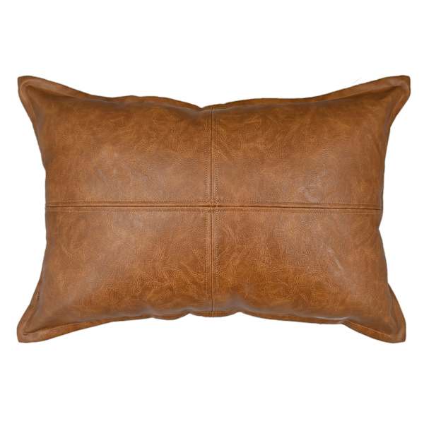 Crosby St. Brown Faux Leather Oblong Throw Pillow, 14x20