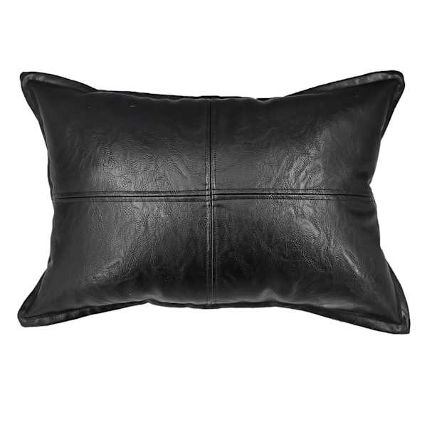 Crosby St. Black Faux Leather Oblong Trow Pillow, 14x20
