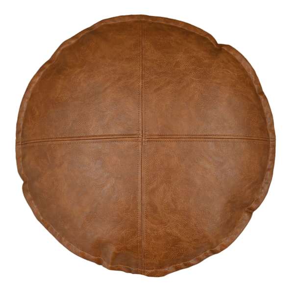 Crosby St. Brown Faux Leather Round Throw Pillow, 16"