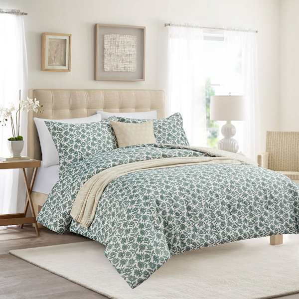 Honeybloom 5-Piece Folk Floral Print Comforter Set, Full/Queen