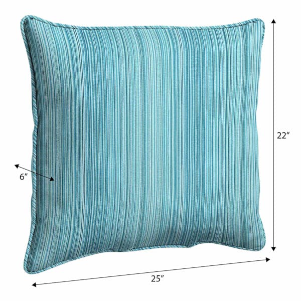 Sea Breeze Blue Premium Woven Outdoor Corded Back Cushion