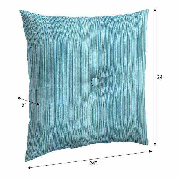 Sea Breeze Blue Premium Woven Outdoor Tufted Back Cushion