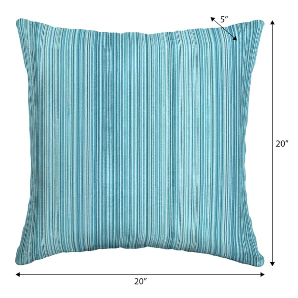 Sea Breeze Blue Premium Woven Oversized Square Outdoor Throw Pillow, 20"