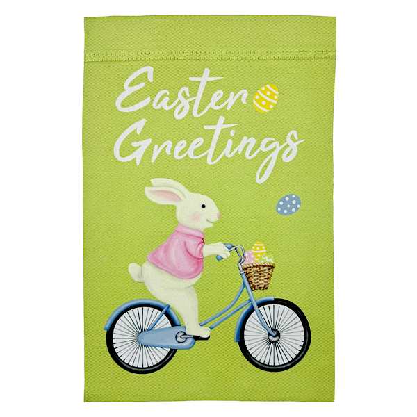 Homespun Easter Bunny Easter Greetings Yard Flag, 18"