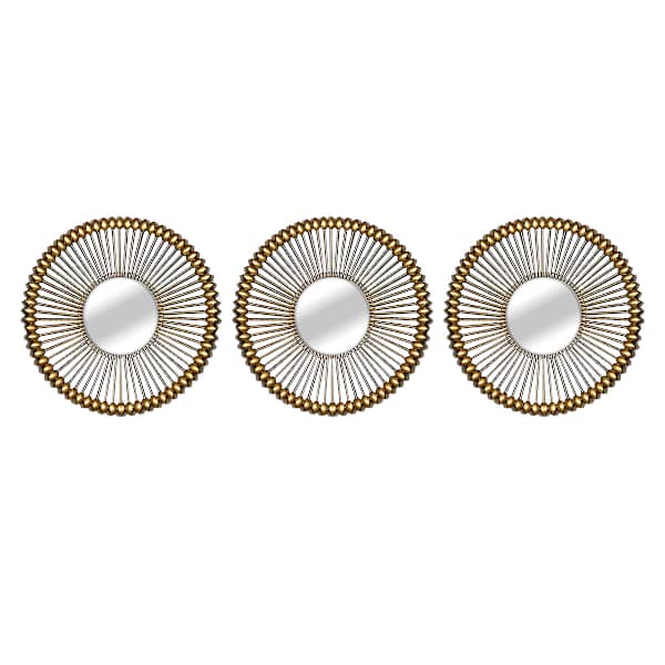 3-Piece Round Mirrors with Open Frame, 10"