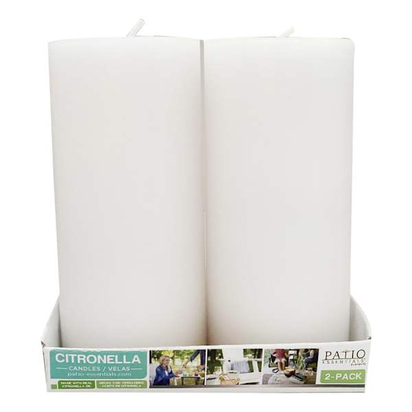 2-Pack White Citronella Pillar Candle, 11oz