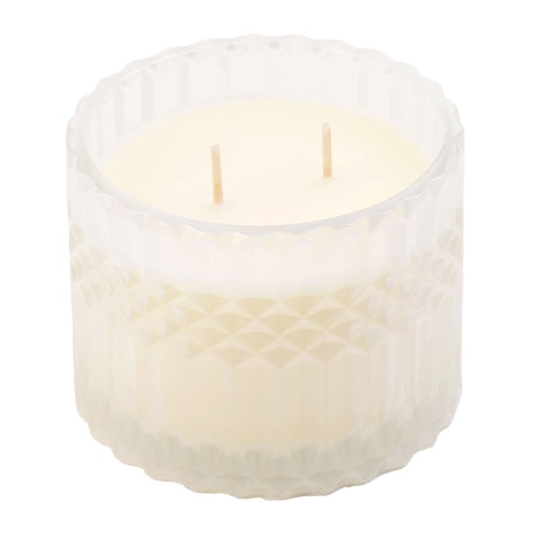 White Sprayed Glass Citronella Candle, 12oz
