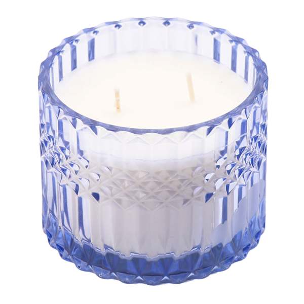 Blue Sprayed Glass Citronella Candle, 12oz