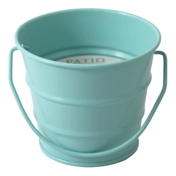 Light Blue Metal Bucket Citronella Candle
