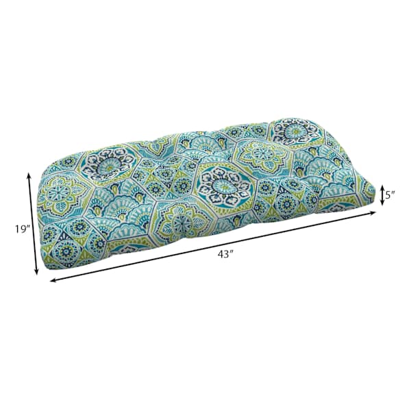 Calista Teal Outdoor Wicker Settee Cushion
