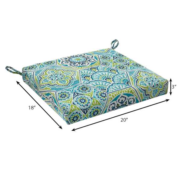 Calista Teal Outdoor Square Seat Cushion