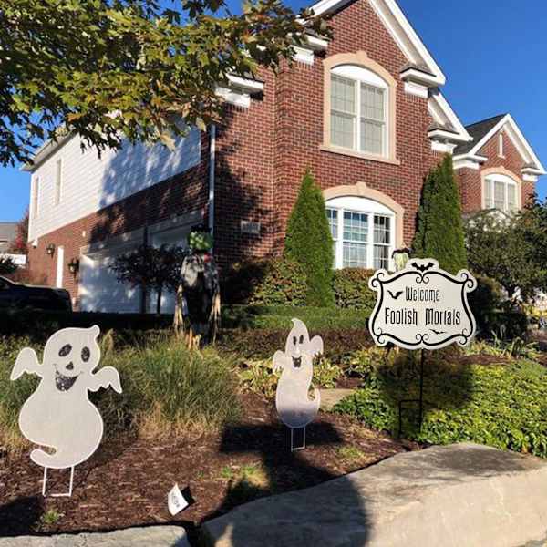 Midnight Shadows Welcome Foolish Mortals Yardstake, 25"
