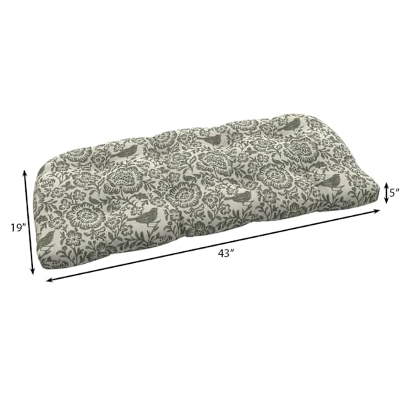 Honeybloom Endive Floral Outdoor Wicker Settee Cushion