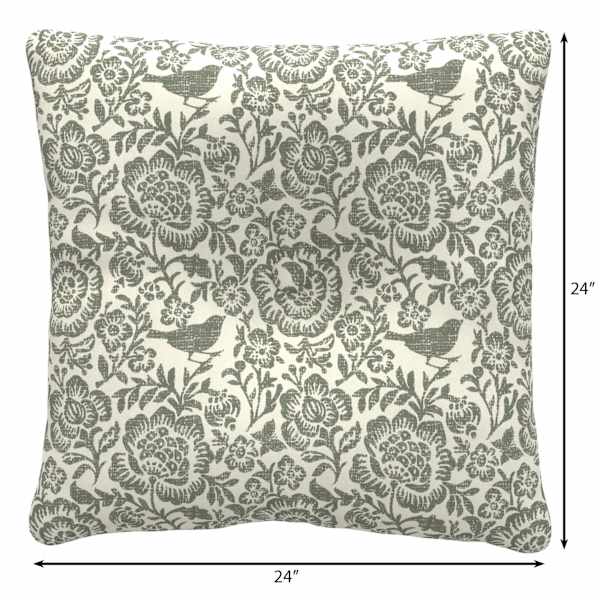 Honeybloom Endive Floral Outdoor Tufted Back Cushion