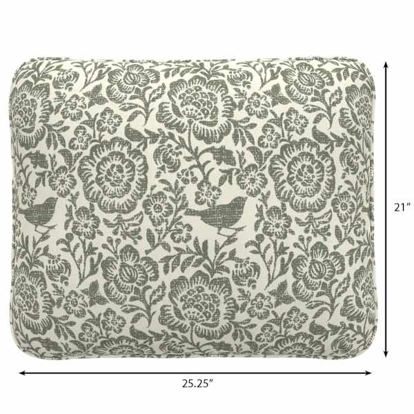 Honeybloom Endive Floral Outdoor Corded Back Cushion