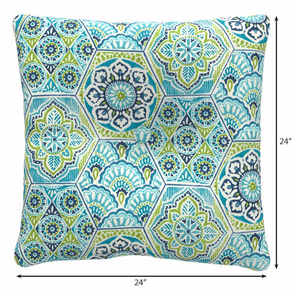 Calista Teal Outdoor Tufted Back Cushion
