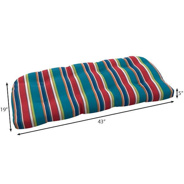 Alvarado Stripe Outdoor Wicker Settee Cushion