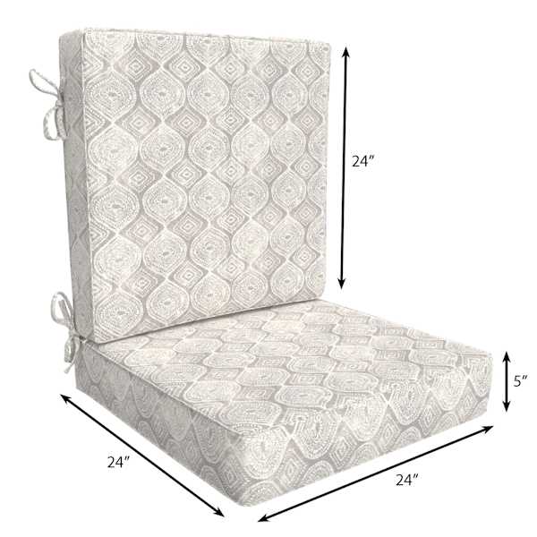 2-Piece Grey Patna Geo Outdoor Deep Seat Cushion