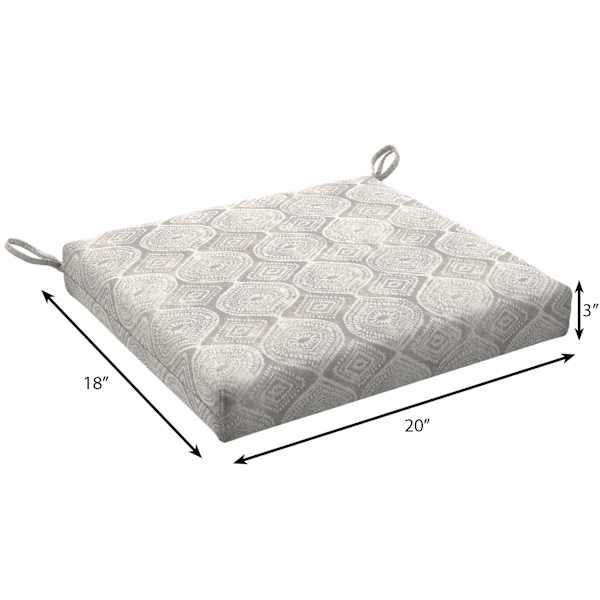 Grey Patna Geo Outdoor Square Seat Cushion