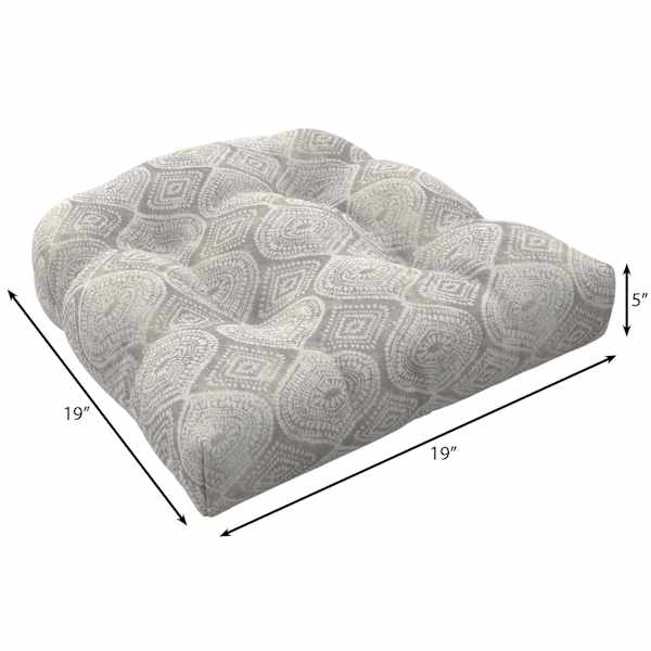 Grey Patna Geo Outdoor Wicker Seat Cushion