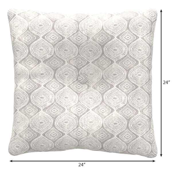 Grey Patna Geo Outdoor Tufted Back Cushion
