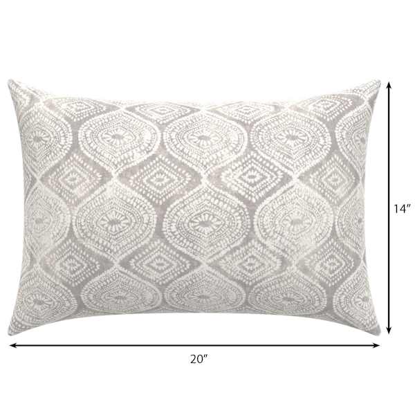 Gray Patna Geo Lumbar Outdoor Throw Pillow, 14x20