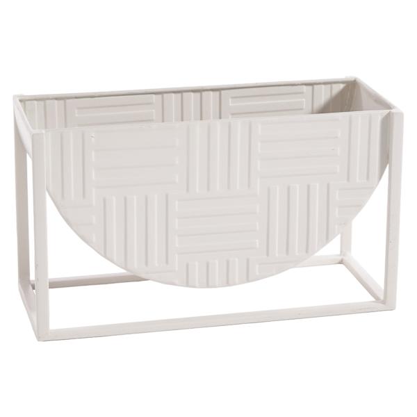 Crosby St. White Metal Planter, 11.5"