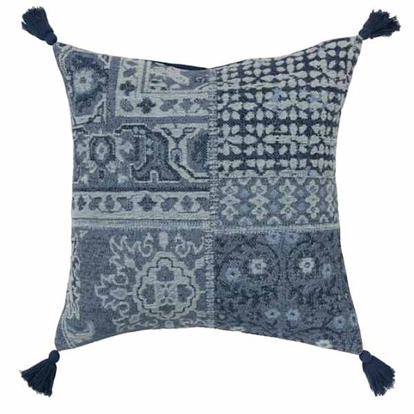 2-Pack Blue Woven Patchwork Throw Pillows, 20"