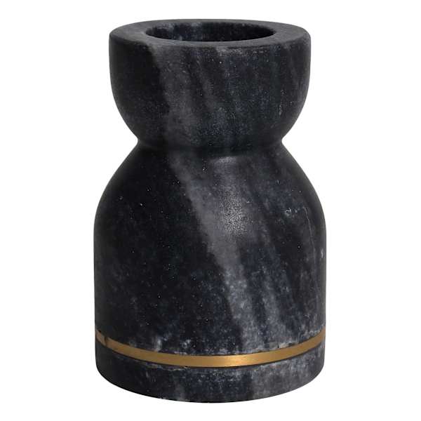 Black Marble & Gold Taper Candle Holder, 4.5"