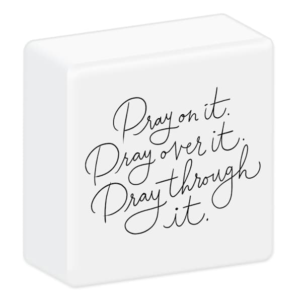 Pray On It Ceramic Block, 4x4